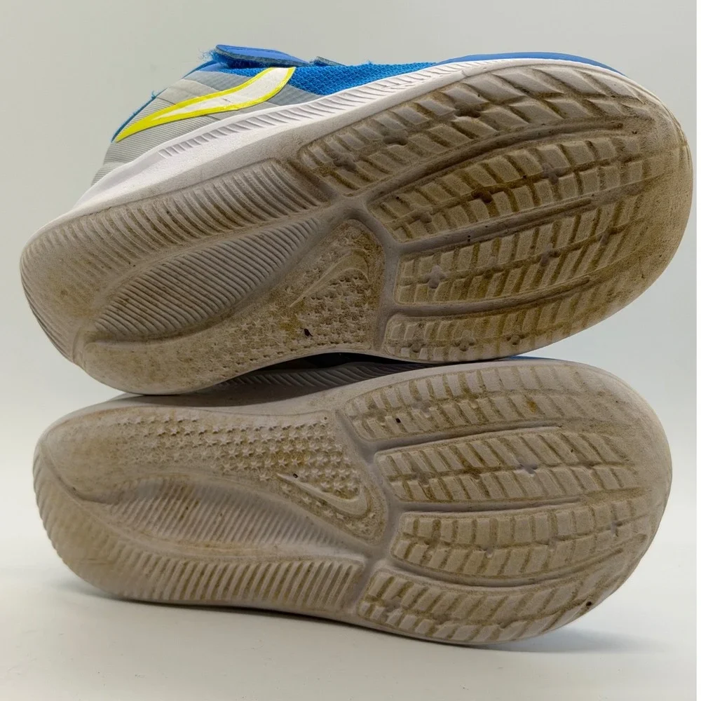 Nike Star Runner 2 Toddler Blue Yellow Hook Loop‎ Athletic Shoes Size 8C Sneaker